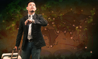 Asian businessman travelling