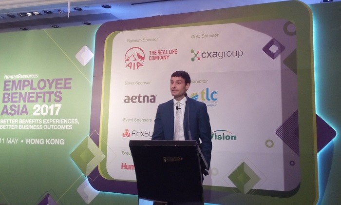Julien Lauden on stage at EBA2017, Hong Kong