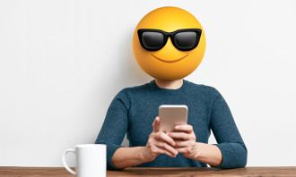 Employee with an emoji face, hr