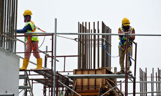 Workers at construction site