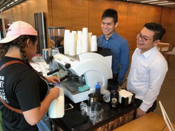 Freshly brewed coffee using beans sourced from Dutch Colony.